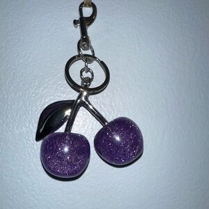 Purple Glitter Cherry Keychain (BAG NOT INCLUDED)